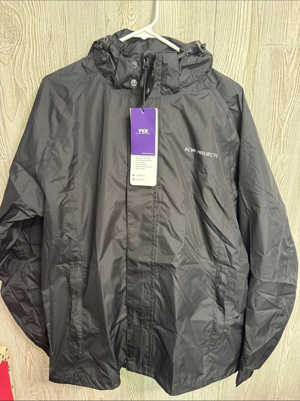 Men's Black Packable Rain Jacket and Rain Pants- full set